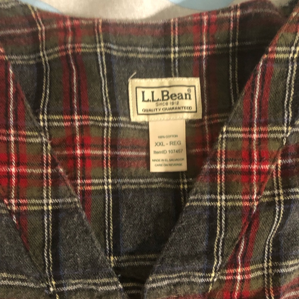 L.L. Bean Red and Gray plaid nightgown XXL
